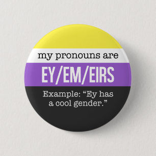 Ey/Em Pronouns – Nonbinary Flag 6 Cm Round Badge