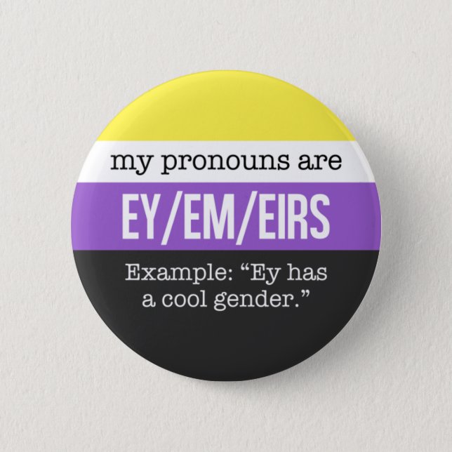 Ey/Em Pronouns – Nonbinary Flag 6 Cm Round Badge (Front)