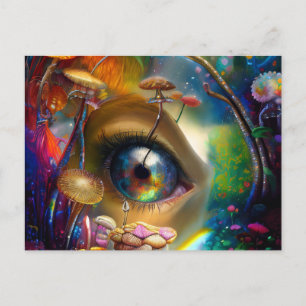 Eye and Colourful Mushrooms Abstract Postcard