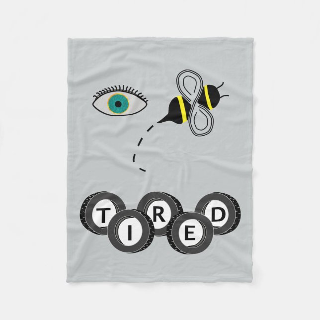 Eye Bee Tired Fleece Blanket (Front)