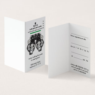 Eye Care Specialist Phoropter Appointment Reminder Business Card