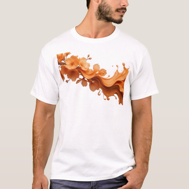 Eye-Catching ABSTRACT FLOWER Visual Design T-Shirt (Front)