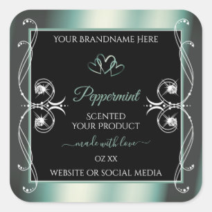 Eye Catching Black Mint Teal Product Labels Jewels