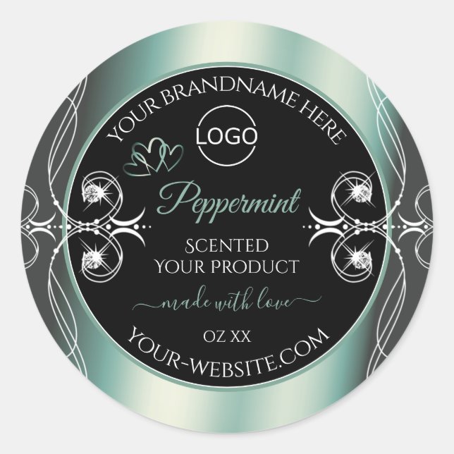 Eye Catching Black Mint Teal Product Labels Logo (Front)