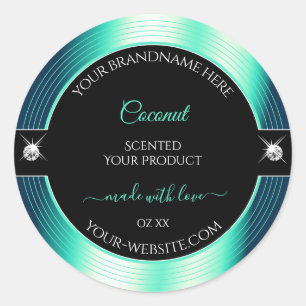 Eye Catching Black Teal Brilliants Product Label