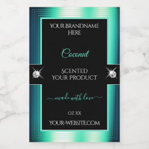 Eye Catching Black Teal Brilliants Product Label