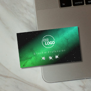 Eye Catching Black Teal Sparkling Jewels with Logo Business Card