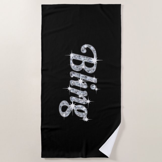 Eye catching Bling text diamond sparkle  Beach Towel (Front)
