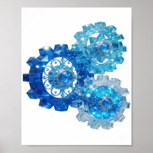 Eye-Catching Blue BLUE GEAR Print