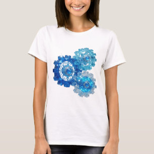 Eye-Catching Blue BLUE GEAR Print T-Shirt