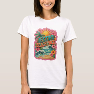 Eye-Catching Blue RESTING BEACH FACE Text Design T-Shirt