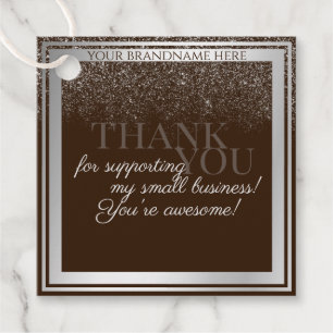 Eye Catching Brown and Silver Packaging Thank You Favour Tags