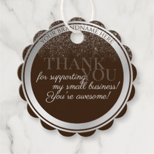 Eye Catching Brown and Silver Packaging Thank You Favour Tags