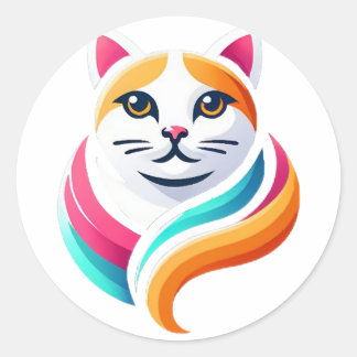 Eye catching cat graphic design with smooth colour classic round sticker