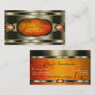 Eye Catching Chrome Effect Orange Marble Pattern Business Card
