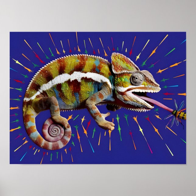 Eye-Catching Colourful Chameleon  Poster (Front)