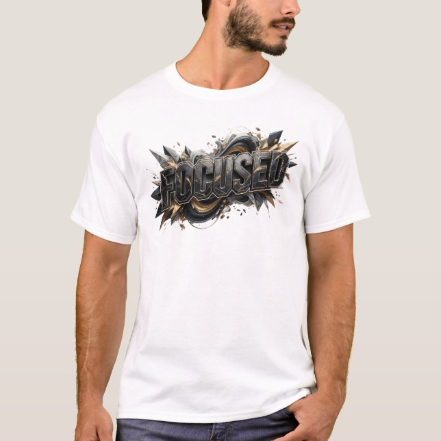 Eye-Catching Colourful FOCUSED Text Design T-Shirt (Front)