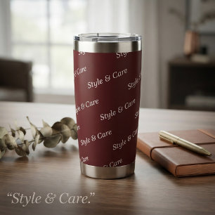 Eye Catching Custom Brand Name Text Pattern Maroon Insulated Tumbler