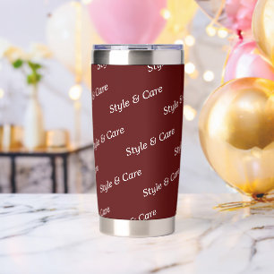 Eye Catching Custom Brand Name Text Pattern Maroon Insulated Tumbler