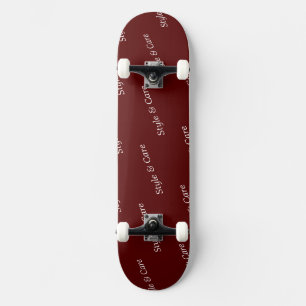 Eye Catching Custom Brand Name Text Pattern Maroon Skateboard
