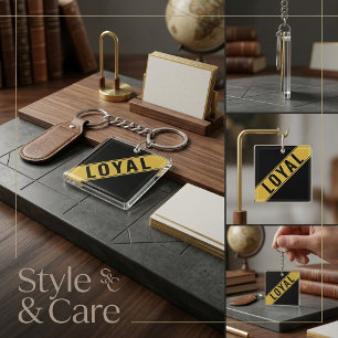Eye-catching Customisable LOYAL Text Statement Key Ring