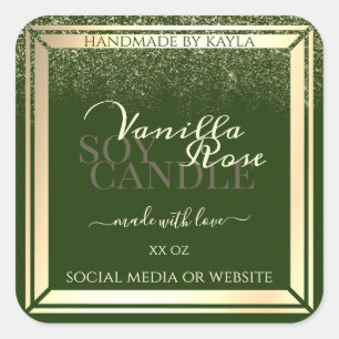 Eye Catching Dark Green Product Labels Gold Frame