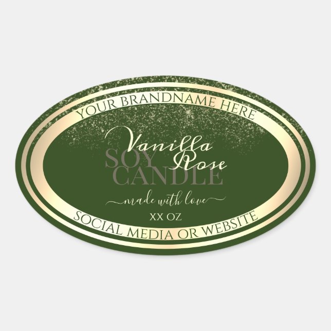 Eye Catching Dark Green Product Labels Gold Frame (Front)