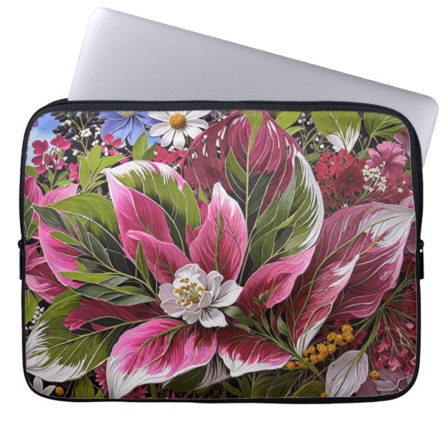 Eye-catching floral fantasy laptop sleeve (Front)