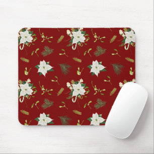 Eye Catching Floral Pattern Deep Red Mouse Pad