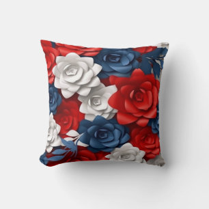 Eye Catching Floral Red White Blue Flower Garden Cushion