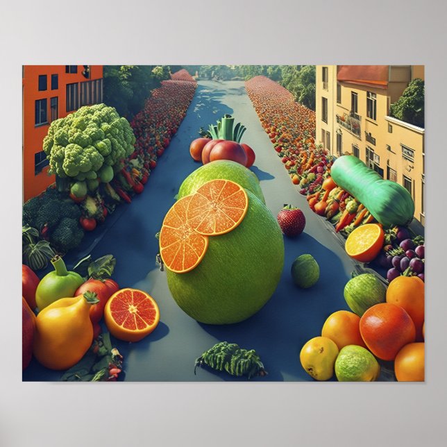 Eye-Catching Giant Fruits and Vegetables Parade  Poster (Front)