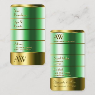 Eye Catching Gold and Green Colours with Monogram Business Card