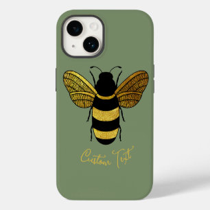 EYE-CATCHING GOLD & BLACK BUMBLEBEE SHINY BEE iPhone 14 CASE