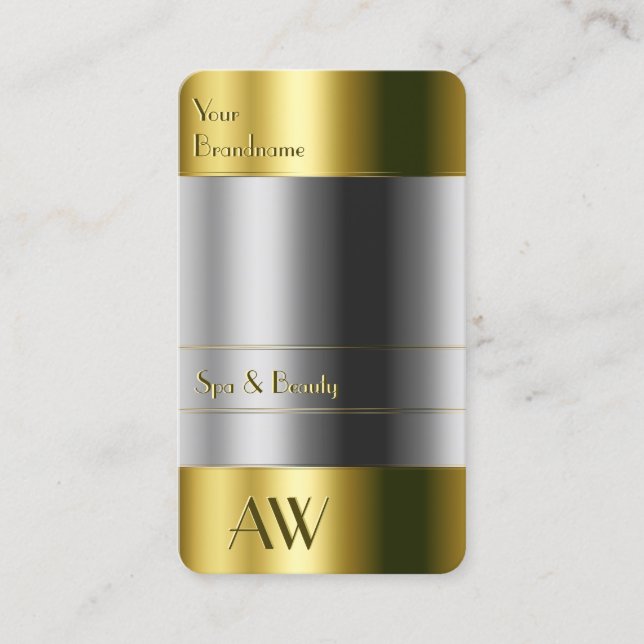 Eye Catching Gold Container Glass Optics Monogram Business Card (Front)