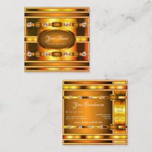 Eye Catching Gold Effect with Luminous Faux Jewels Square Business Card
