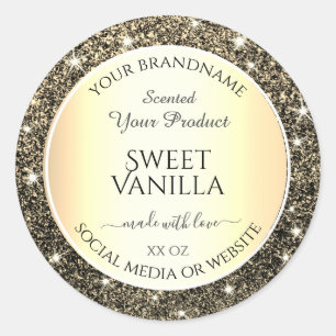 Eye Catching Gold Glitter Product Packaging Labels