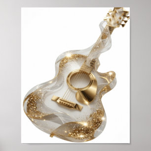 Eye-Catching Gold GOLDEN GUITAR Quote Design Poster