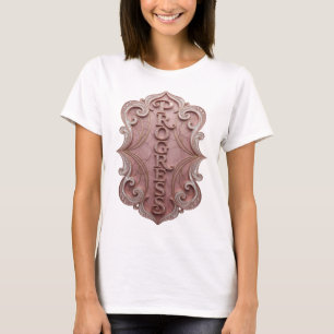 Eye-Catching Gold PROGRESS Artistic Motif T-Shirt