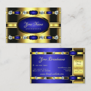Eye Catching Golden and Blue with Faux Rhinestones Business Card