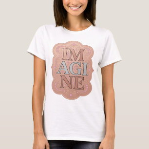 Eye-Catching Grey IMAGINE Artistic Motif T-Shirt