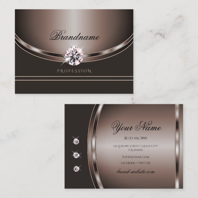 Eye Catching Jewels Dark Rose Gold Colours Diamond Business Card (Front/Back)