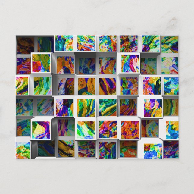 Eye-Catching Multicolored 3D Cubes Abstract Postcard (Front)