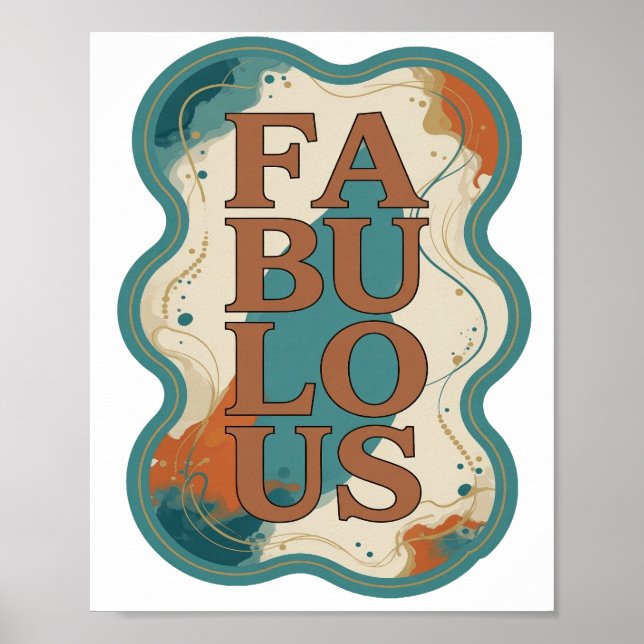 Eye-Catching Orange FABULOUS 3D Text Art Poster (Front)