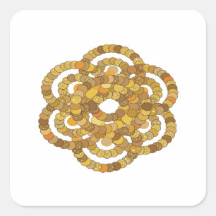 Eye-Catching Orange GOLDEN SPIRAL OF COINS Square Sticker