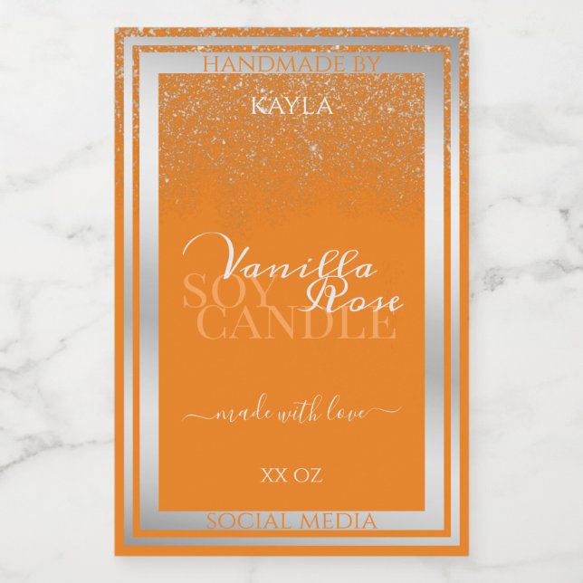 Eye Catching Orange Product Labels Silver Frame (Single Label)