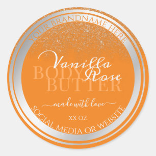 Eye Catching Orange Product Labels Silver Frame