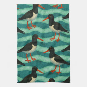 Eye Catching Oyster Catcher Tea Towel