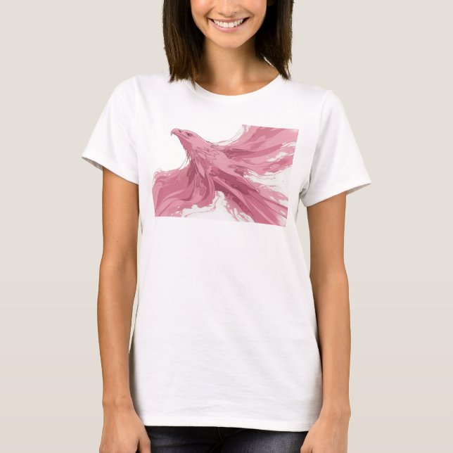 Eye-Catching Pink Abstract Eagle Graphic Design T-Shirt (Front)