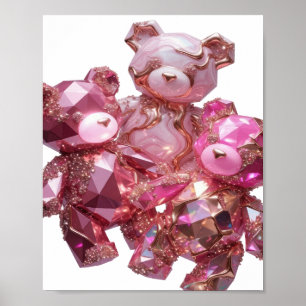 Eye-Catching Pink GEMSTONE BEARS 3D Text Art Poster