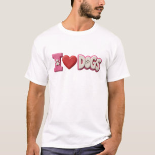 Eye-Catching Pink I LOVE DOGS Wearable Art T-Shirt